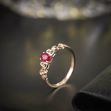 0.75Ct Oval Cut Pink Ruby Heart Design Shank Solitaire Ring 14K Rose Gold Finish