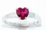 1ct Engagement Ring Heart Cut Pink Ruby Solitaire 14k White Gold Finish