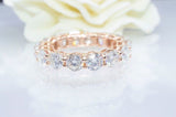 1.6ct Cushion Simulated Diamond Full Eternity Wedding Band 14k Rose Gold Plated