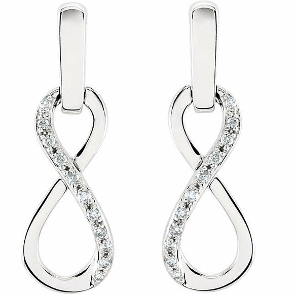 0.5ct Round Cut VVS1 D Diamond Infinity Drop Earring Women 14k White Gold Finish