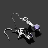 1.5Ct Round Purple Amethyst Women Heels Drop Earrings Girl 14K White Gold Finish