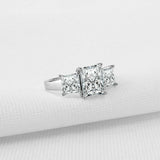 2.6ct Princess Cut VVS1D Diamond Engagement Ring Three Stone 14k White Gold Over