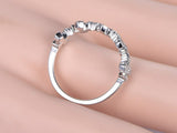 1.6ct Round Cut Diamond Wedding Band Flower Half Eternity 14k White Gold Finish