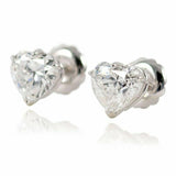 1.2ct Heart Cut Diamond Solitaire Stud Earrings 14k White Gold Finish