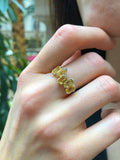 2.4ct Engagement Ring Emerald Yellow Citrine Geometric Bar 14k White Gold Finish