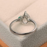 1ct Pear Cut Aquamarine Engagement Ring Two Stone Solitaire 14k White Gold Over