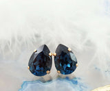 1.5ct Pear Cut Blue Sapphire Classy Solitaire Stud Earrings 14k Rose Gold Finish