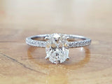 1.5ct Oval Cut Diamond Accents Solitaire Engagement Ring 14k White Gold Finish