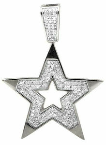 0.75ct Round Cut Diamond Pendant Five Point Star Religious 14k White Gold Finish