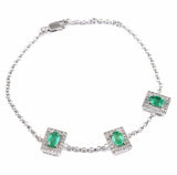 7ct Oval Cut Green Emerald Stylish Women Chain Bracelet 14k White Gold Finish