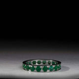 3ct Wedding Band Round Cut Emerald Full Eternity Stackable 14k White Gold Finish