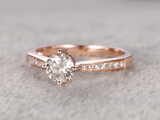 0.5ct Round Cut Diamond Engagement Ring 14k Rose Gold Finish 4 Prong Set Wedding