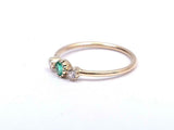 0.65ct Round Cut Green Emerald Minimalist Trilogy Ring 14k Yellow Gold Finish