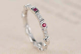 1.5ct Round Cut Pink Ruby Wedding Band Full Eternity 14k White Gold Finish