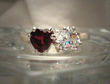 2ct Hearts Red Garnet Diamond Solitaire Engagement Ring 14k White Gold Finish