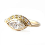 0.25ct Marquise Cut Diamond Engagement Ring 14k Yellow Gold Over Egyptian Crown