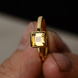 1ct Asscher Cut Yellow Citrine Engagement Ring 14k Yellow Gold Finish Solitaire