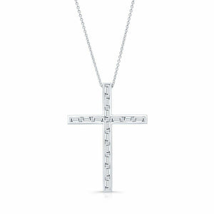 4ct Baguette Diamond Cross Jesus Christ Pendant with Chain 14k White Gold Finish