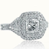 2.5ct Cushion Cut Diamond Engagement Ring Dual Halo Iced 14k White Gold Finish