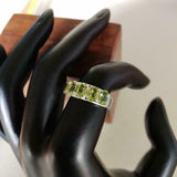 2.6ct Wedding Ring Band Oval Cut Green Peridot Five Stone 14k White Gold Finish