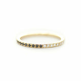 0.6ct Round Cut Black & White Diamond Minimalist Band 14k Yellow Gold Finish