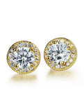 1.6ct Round Cut Moissanite Halo Stud Earrings For Women 14k White Gold Plated