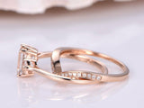 Bridal Set Engagement Ring 1ct Emerald Cut VVS1D Diamond 14k Rose Gold Finish