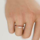 Thin Minimalist Petite Engagement Ring 0.5ct Round Cut Diamond 14k RoseGold Over