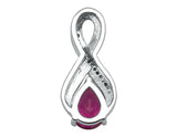 0.15ct Pear Cut Pink Ruby Pendant Infinity Design 14k White Gold Finish NO CHAIN