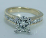 3Ct Princess Cut Diamond Accent Solitaire Engagement Ring 14K Dual Gold Finish