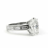 2ct Oval Cut VVS1D Diamond Engagement Ring Baguette Accent 14k White Gold Finish