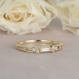 1ct Baguette Cut Diamond Engagement Ring Petite Minimalist 14k YellowGold Finish