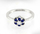 1.5ct Round Blue Sapphire Floral Minimalist Engagement Ring 14k White Gold Over