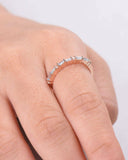 1.5Ct Baguette Cut Blue Aquamarine Minimalist Wedding Band 14K Rose Gold Finish