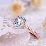 1ct Round Cut Diamond Solitaire Dual Tone Engagement Ring 14k Rose Gold Finish