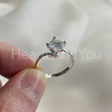 1ct Round Cut Moissanite Heart Shape Prong Solitaire Ring 14K White Gold Plated