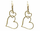 1ct Round Cut Yellow Sapphire Dual Heart Dangle Earrings 14k Yellow Gold Finish