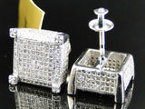 1.35ct Round Diamond Ice Cube Square Cluster Stud Earrings 14k White Gold Finish