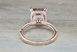 2ct Cushion Cut Peach Morganite Engagement Ring 14k Rose Gold Finish Hidden Halo