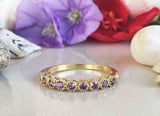 1.2ct Wedding Ring Band Round Cut Purple Amethyst Stackable 14k Yellow Gold Over