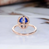 2ct Oval Cut Blue Sapphire Engagement Ring Halo Diamond Accent 14k RoseGold Over