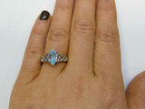 2ct Oval Cut Blue Aquamarine Irish Trinity Solitaire Ring 14k White Gold Finish