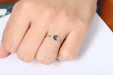 1ct Marquise Cut Blue Sapphire Minimalist Engagement Ring 14k Yellow Gold Finish