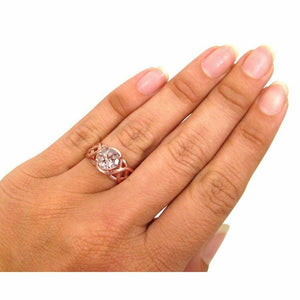 1Ct Round Cut Peach Morganite Infinity Band Solitaire Ring 14K Rose Gold Finish