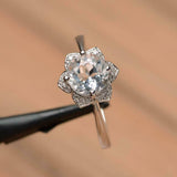 1.2ct Engagement Ring Round Cut Diamond Flower Solitaire 14k White Gold Finish