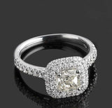 1.57ct Cushion Diamond Engagement Ring Round Accent Dual Halo 14k WhiteGold Over