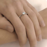 1ct Round Cut Diamond Delicate Solitaire Engagement Ring 14k White Gold Finish