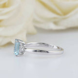 2ct Emerald Cut Blue Aquamarine Engagement Ring Solitaire 14k White Gold Finish