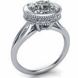 4ct Round Diamond Engagement Ring Halo Disc Royal Solitaire 14k White Gold Over