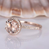 1.3ct Round Cut Peach Morganite Solitaire Engagement Ring 14k Rose Gold Finish